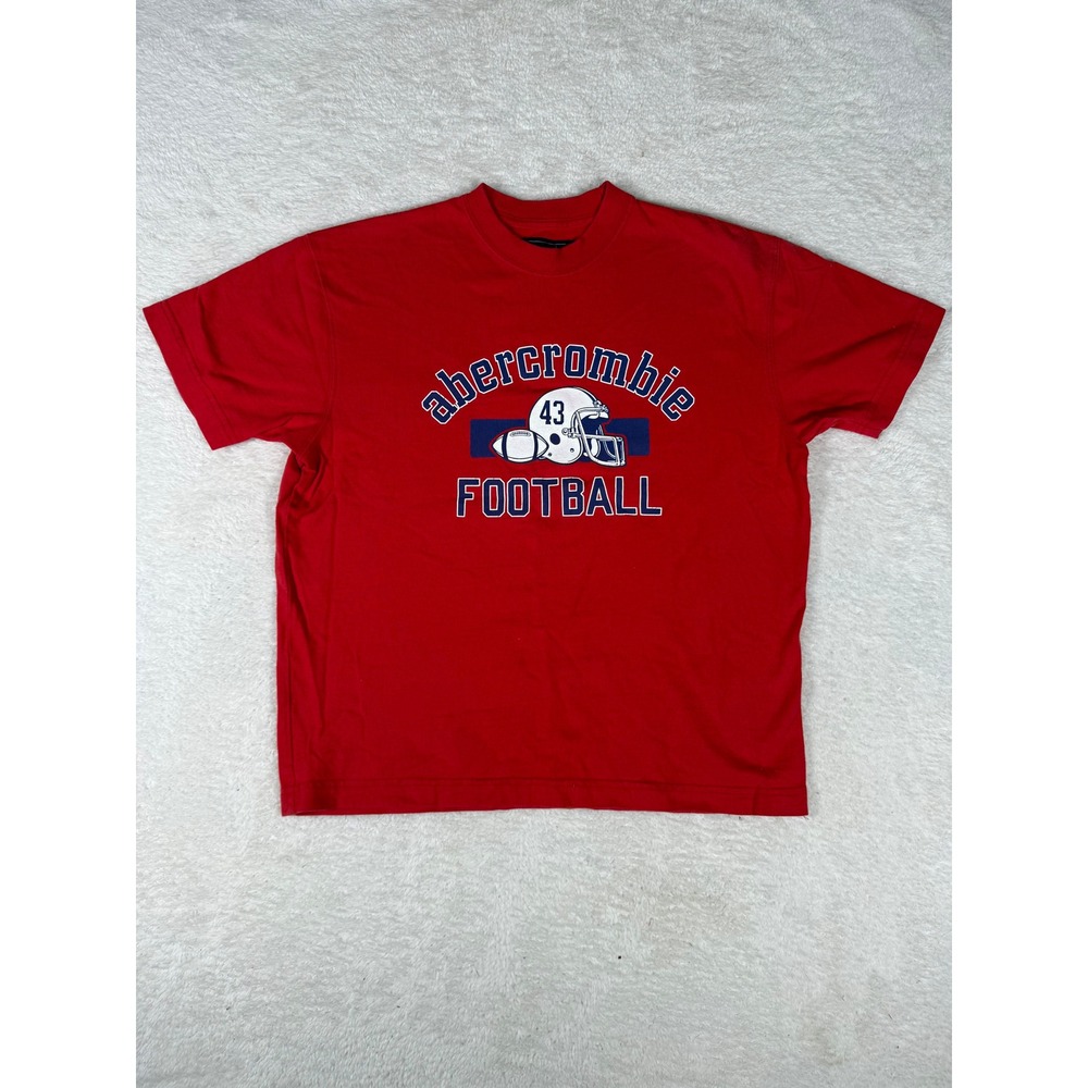 Abercrombie Football T-Shirt Kids Small Red y2k Graphic Tee Sports School